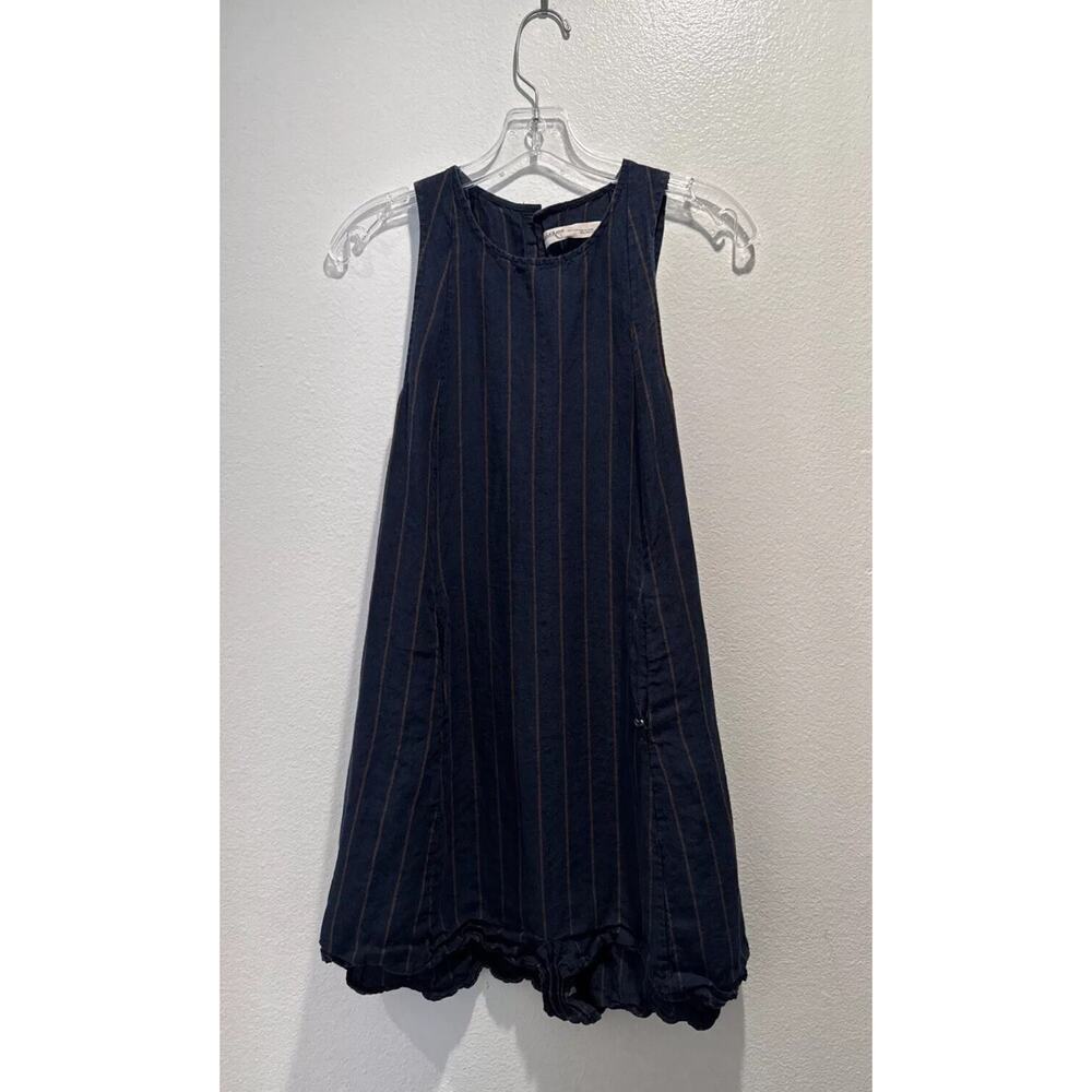 OTTOD’ AME Size 2 Striped Linen Romper Relaxed Pockets Coastal Boho ITALY Travel